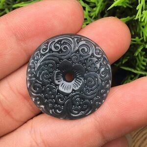 Certified natural grade A Myanmar black jadeite bag charm necklace
